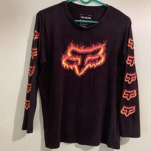 Fox Racing Black Long Sleeve Flame Head Shirt Kids XL